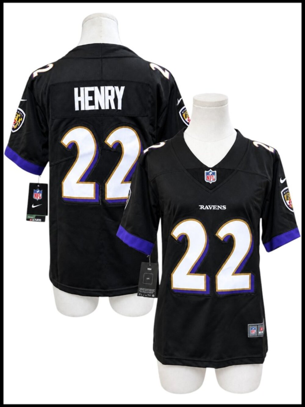 Nike Baltimore Ravens Derrick Henry #22 Jersey Black Youth M 10/12 Women's S Fit